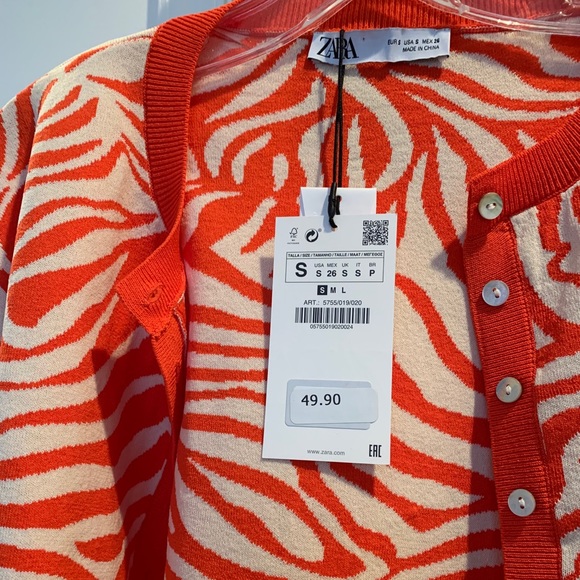 zara red zebra cardigan